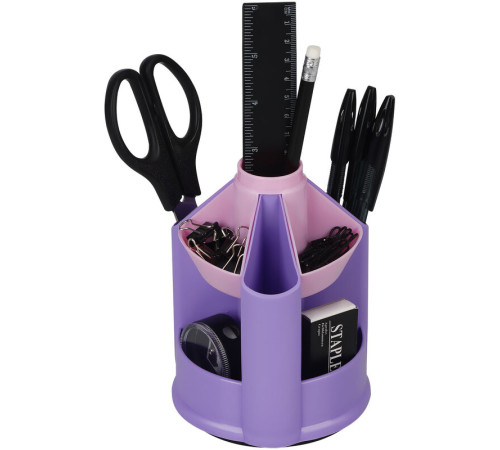 Органайзер СТАММ "Mini Desk" вращающийся, фиолетовый/розовый