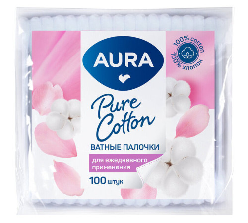 Палочки ватные Aura, 100 шт/уп