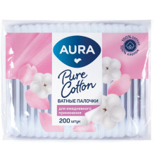 Палочки ватные Aura "Beauty", 200шт., полиэтиленовый пакет