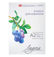 Папка для акварели ЗХК "Ладога", А2, 200 г/м2, 20 листов, среднее зерно