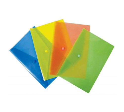 Папка-конверт на кнопке Бюрократ, А5, 180 мкм, прозрачная