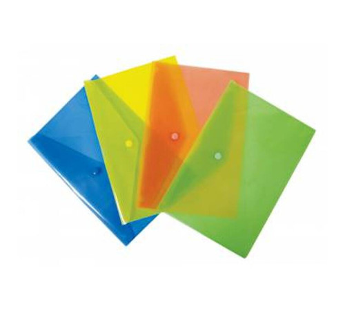 Папка-конверт на кнопке Бюрократ, А5, 180 мкм, синяя