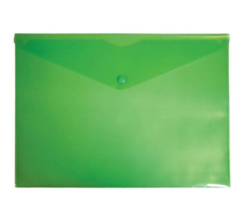 Папка-конверт на кнопке Бюрократ, А5, 180 мкм, зеленая