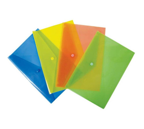 Папка-конверт на кнопке Бюрократ, А5, 180 мкм, желтая