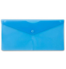 Папка-конверт на кнопке Бюрократ TRAVEL, С6, 180 мкм, прозрачная, синяя