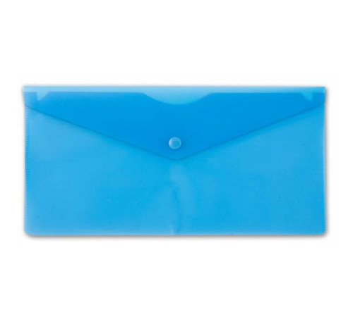 Папка-конверт на кнопке Бюрократ TRAVEL, С6, 180 мкм, прозрачная, синяя