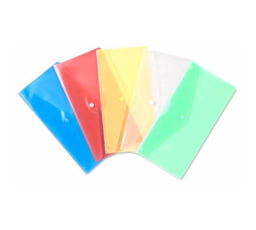 Папка-конверт на кнопке Бюрократ TRAVEL, С6, 180 мкм, прозрачная, синяя