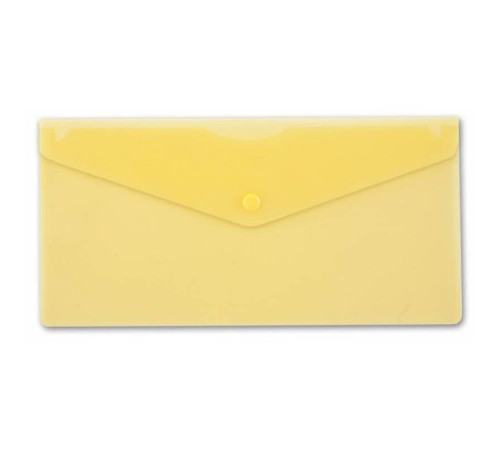 Папка-конверт на кнопке Бюрократ TRAVEL, С6, 180 мкм, прозрачная, желтая