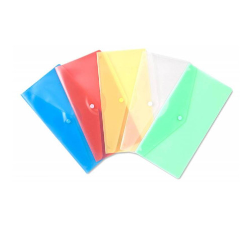 Папка-конверт на кнопке Бюрократ TRAVEL, С6, 180 мкм, прозрачная, желтая