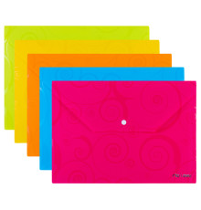 Папка-конверт на кнопке DELI, А4, 0,18 мм, "узор", ассорти