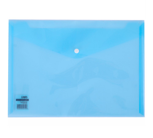 Папка-конверт на кнопке DELI "Aurora", А4, 0,16 мм, прозрачно-синяя