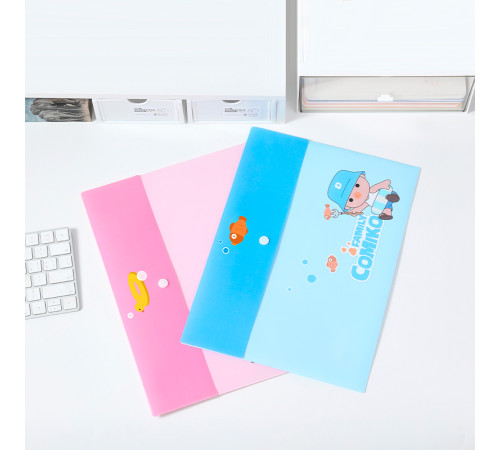 Папка-конверт на кнопке DELI "Comiko", А4, 0,16 мм, ассорти