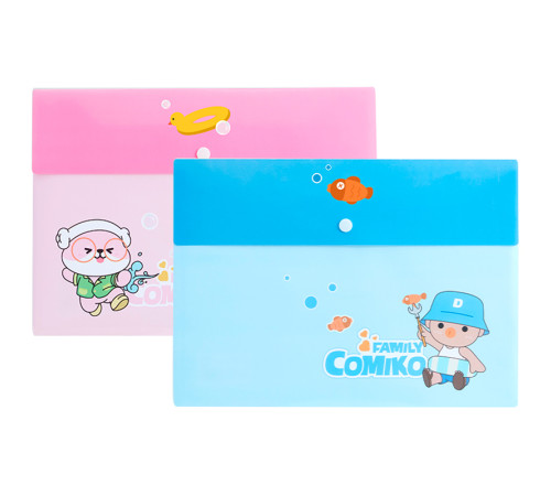 Папка-конверт на кнопке DELI "Comiko", А4, 0,16 мм, ассорти
