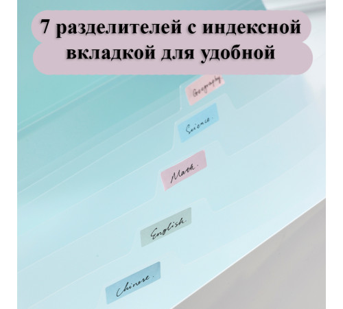 Папка-конверт на кнопке DELI "LonGreen", А4, 8 отделений, ассорти