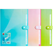Папка-конверт на кнопке DELI "Neonup", А4, 8 отделений, ассорти