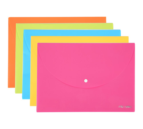 Папка-конверт на кнопке DELI "RIO" однотон, А4, 0,18 мм, ассорти