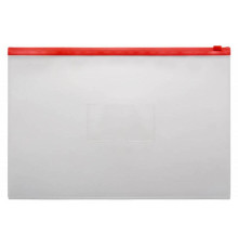 Папка-конверт на молнии БЮРОКРАТ ZIP А4+, карм.для визит. цвет молнии красный