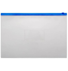 Папка-конверт на молнии БЮРОКРАТ ZIP А4+, карм.для визит. цвет молнии синий 