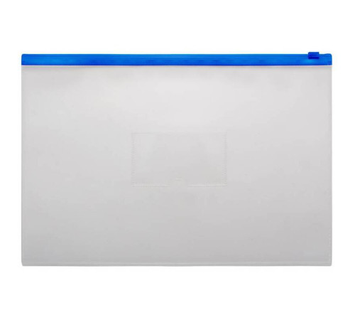 Папка-конверт на молнии БЮРОКРАТ ZIP А4+, карм.для визит. цвет молнии синий 