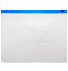 Папка-конверт на молнии БЮРОКРАТ  ZIP, А5, 0,15 мм, синяя