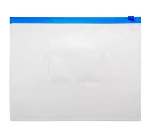 Папка-конверт на молнии БЮРОКРАТ  ZIP, А5, 0,15 мм, синяя