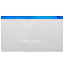 Папка-конверт на молнии БЮРОКРАТ  ZIP, А6, 265 х 148 мм, 150 мкм, карман, цвет молнии синий