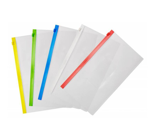 Папка-конверт на молнии БЮРОКРАТ  ZIP, А6, 265 х 148 мм, 150 мкм, карман, цвет молнии синий