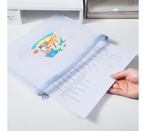 Папка-конверт на молнии DELI "Comiko", А4, 0,3 мм, сетка, ПВХ, ассорти