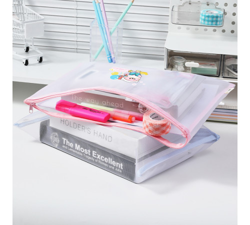 Папка-конверт на молнии DELI "Comiko", А4, 0,3 мм, сетка, ПВХ, ассорти