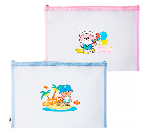 Папка-конверт на молнии DELI "Comiko", А4, 0,3 мм, сетка, ПВХ, ассорти