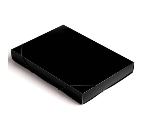 Папка-короб на резинках БЮРОКРАТ, A4 пластиковая, корешок 40 мм, черная