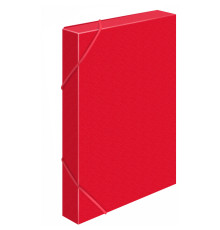 Папка-короб на резинке Бюрократ, А4 пластиковая, 500 мкм, корешок 25 мм.,красный