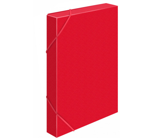 Папка-короб на резинке Бюрократ, А4 пластиковая, 500 мкм, корешок 25 мм.,красный
