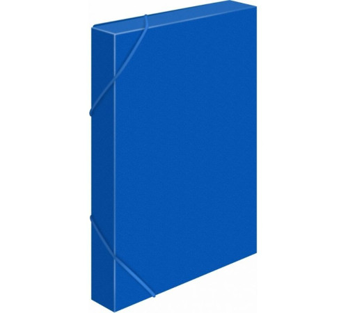 Папка-короб на резинке Бюрократ, А4 пластиковая, 500 мкм, корешок 25 мм., синяя