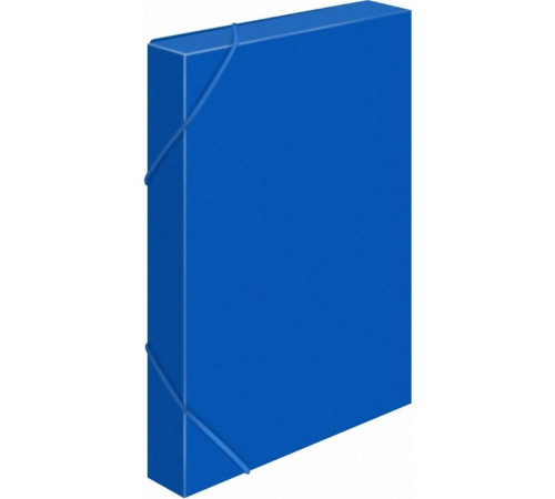 Папка-короб на резинке Бюрократ, А4 пластиковая, 700 мкм, корешок 40 мм., синяя
