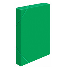 Папка-короб на резинке Бюрократ, А4 пластиковая, 700 мкм, корешок 40 мм., зеленая