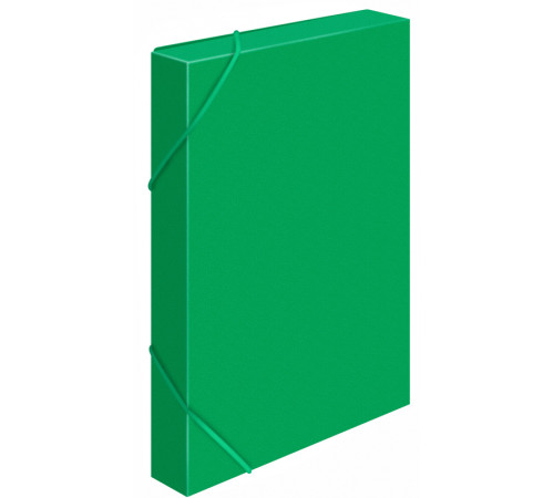 Папка-короб на резинке Бюрократ, А4 пластиковая, 700 мкм, корешок 40 мм., зеленая