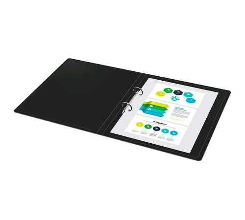 Папка на 2-х кольцах Silwerhof, пластиковая, 500 мкм, корешок 30 мм, черная