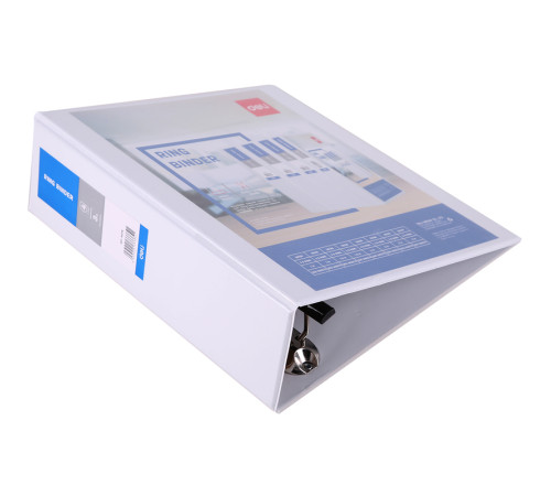 Папка на 4-х кольцах DELI, презентационная, диаметр колец 76 мм, белая