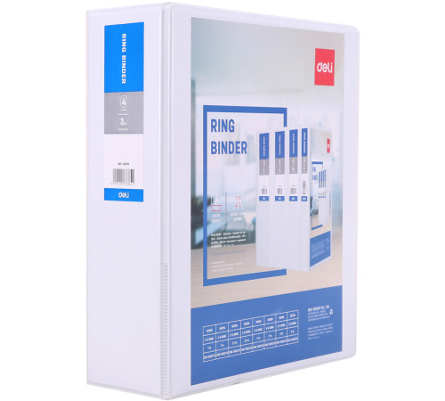 Папка на 4-х кольцах DELI, презентационная, диаметр колец 76 мм, белая