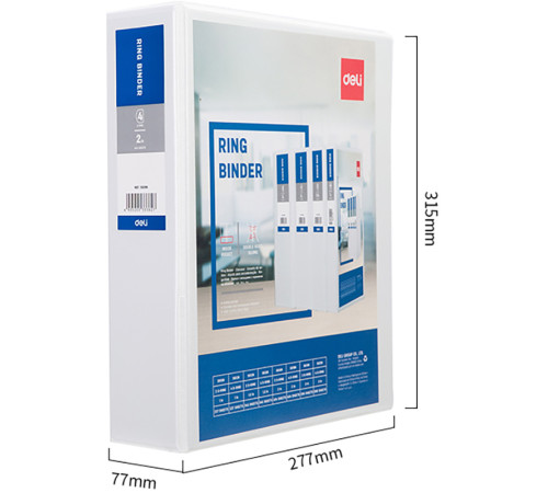 Папка на 4-х кольцах DELI "Viev Binder", презентационная, корешок 50 мм, белая