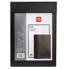 Папка-планшет DELI, А4, с магнитной крышкой, кожзам, черная