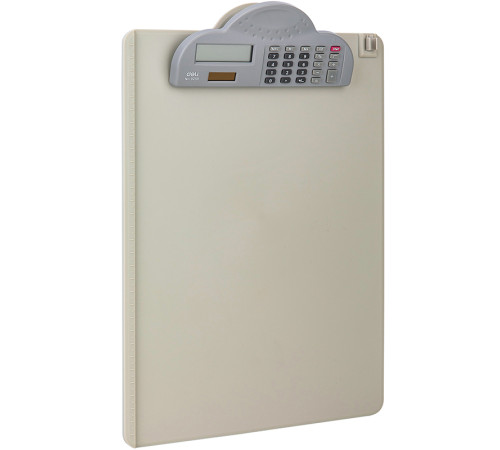 Папка-планшет DELI с калькулятором А4, пластиковая, серая