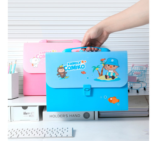 Папка-портфель DELI "Comiko", А4, 13 отделений, 0,60 мм, ассорти