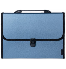 Папка-портфель DELI, с ручкой 13 отделений, синий. 