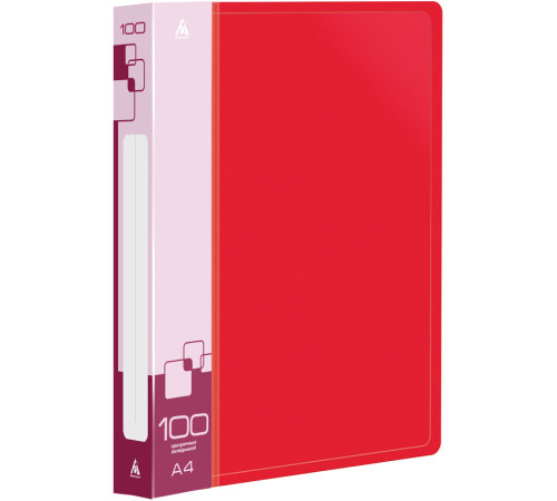 Папка с файлами БЮРОКРАТ на 100 вкладышей, 800 мкм, красная
