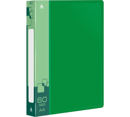 Папка с файлами БЮРОКРАТ на 60 вкладышей, зеленая