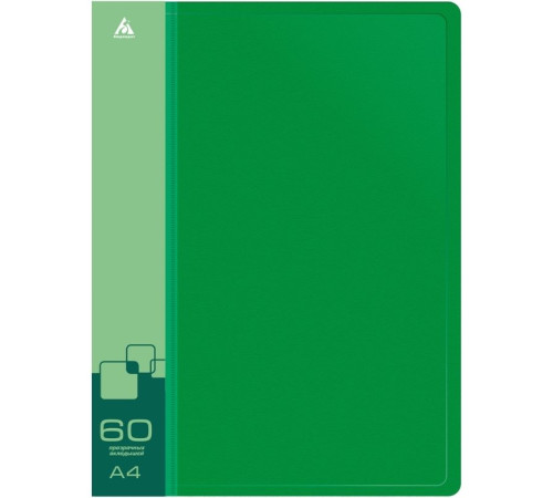 Папка с файлами БЮРОКРАТ на 60 вкладышей, зеленая