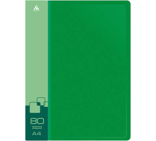 Папка с файлами БЮРОКРАТ на 80 вкладышей, зеленая