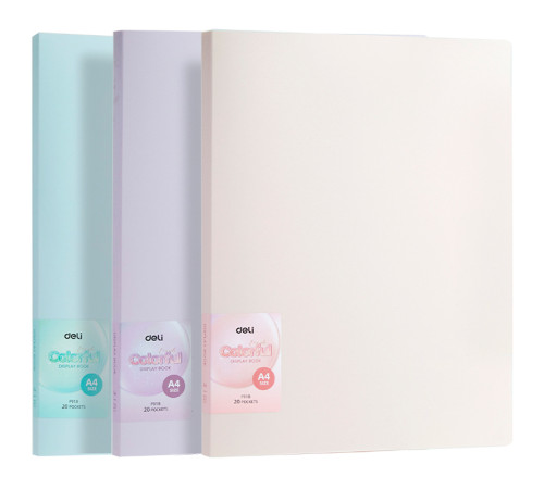 Папка с файлами DELI "Colorful", на 20 вкладышей, ассорти